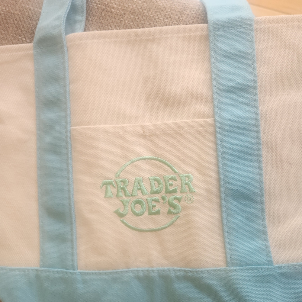 Blue and Cream Canvas Tote Bag